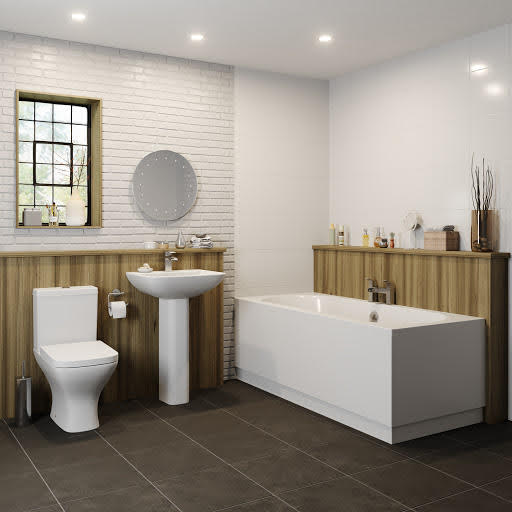 Marseille Bathroom Suite with Double Ended Curved Bath - 1700 x 700