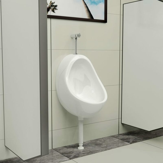 Devenirriche - Wall Hung Urinal with Flush Valve Ceramic White - White
