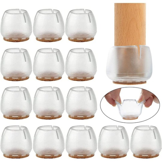 16 Pieces Chair Caps 17-21mm Furniture Glides Silicone Protection Furniture Foot Pads Scratches Floor Protectors for Round Legs