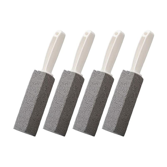 4 Pack Pumice Stone Toilet Brush Set with Handle, Toilet Cleaning Brush, Stain Remover and Hard Water for Bathroom, Pool, Kitchen, Home (Gray)