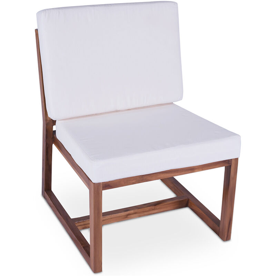 Privatefloor - Garden Armchair in Boho Bali Style, Wood and Canvas - Glan White Teka, Canvas - White