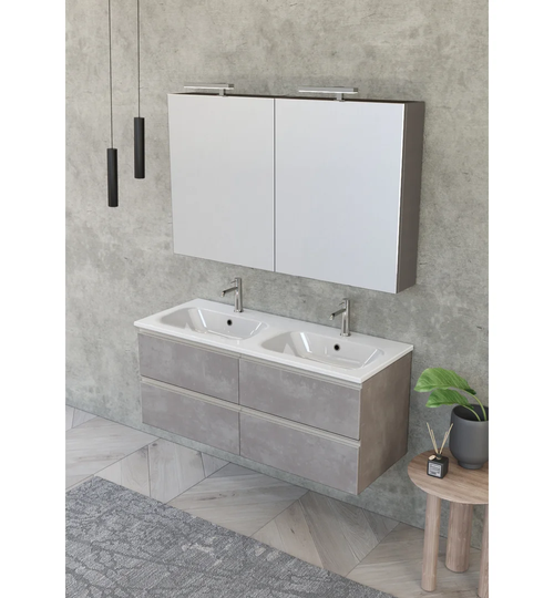 Vanity Unit 4 Drawers With Integrated Washbasin, Mirror Cabinets And Spotlights