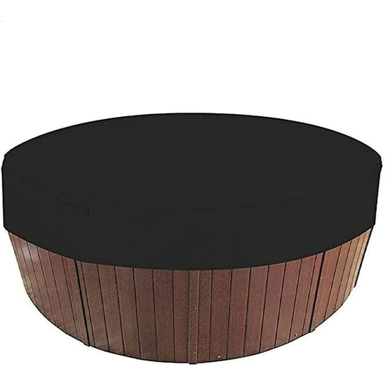 Round hot tub cover tarp waterproof bathtub cover outside the bathtub anti-uv protection waterproof black 190x90cm