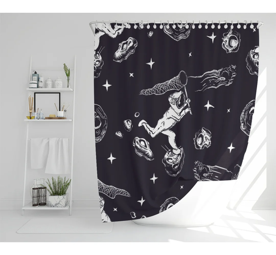 Astronaut Catches A Comet Designer Shower Curtain