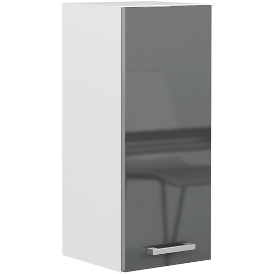Grey Gloss Kitchen Unit 30cm 300mm Wall Cabinet 1 Door Cupboard Soft Close Luxe - Grey High Gloss
