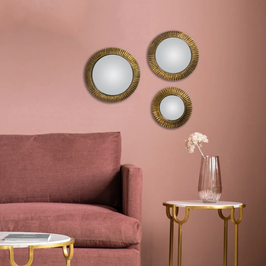 Sabinal Round Resin Framed Wall Mounted Mirror Set in Bronze