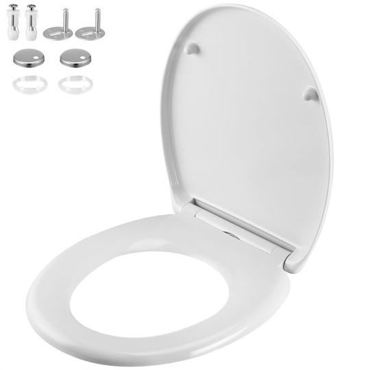 Soft Close Toilet Seat Duroplastic Quick Release for Easy Clean Antibacterial Bathroom Toilet Lid Different Designs Universal Modern Durable White