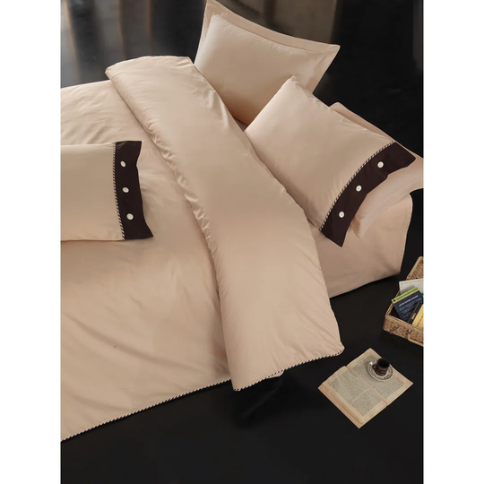 Swaney Beige Brown Reinforced Cotton Microfibre 2 Piece Duvet Cover Set