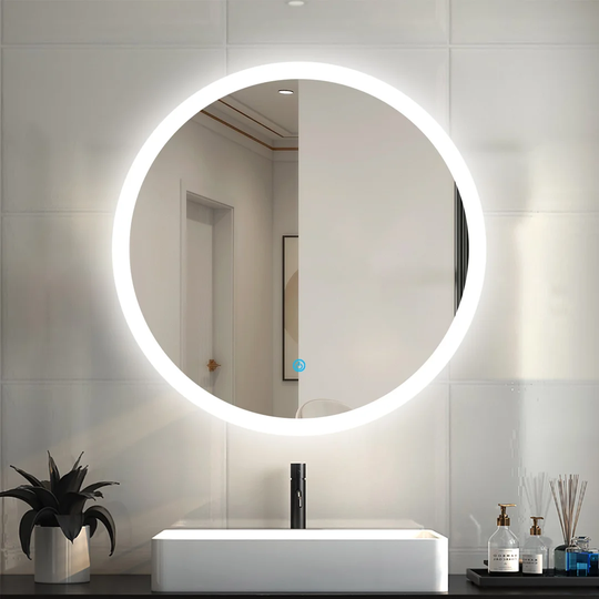 Markley Round Lighted Wall Mounted Bathroom Mirror