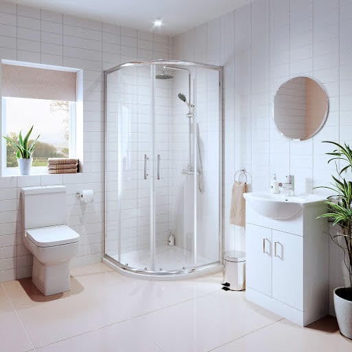 Amelie Bathroom Suite with Quadrant Enclosure, Toilet & Vanity Unit - 900mm