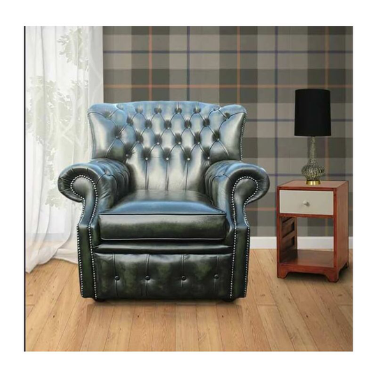 Chesterfield Abbot High Back Wing Chair Antique Green uk Manufactured Armchair