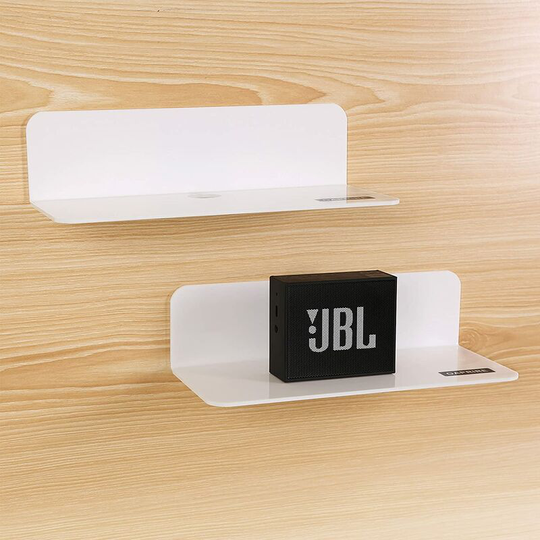 White Wall Shelf Set of 2, Easily Expand Wall Space - 22.9cm No Drilling Acrylic Shelf for Bedroom, Bathroom, Kitchen, Living Room, Office