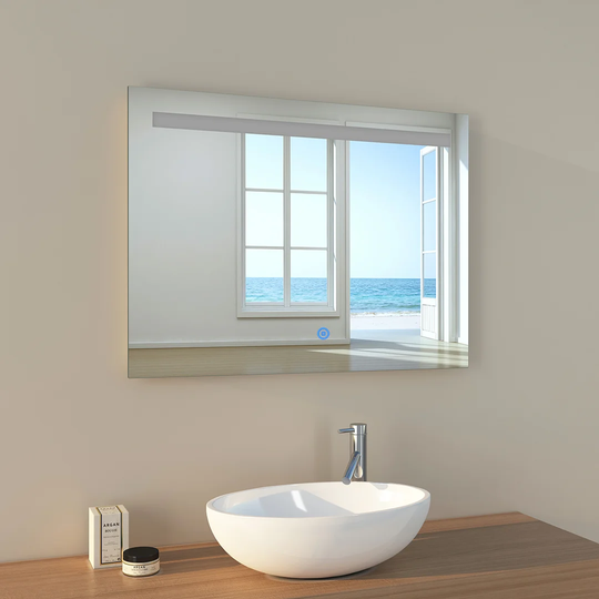 LM06 LED Bathroom Mirror 80X60cm Bathroom Mirror With Cold White Lighting Touch Switch And Fogproof IP44 Energy Saving