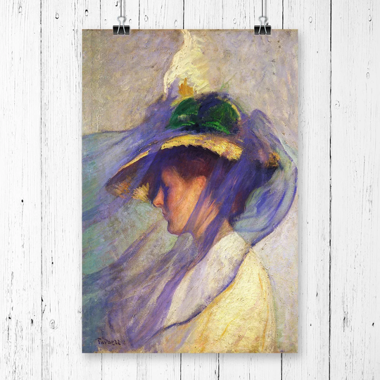'The Blue Veil' by Edmund C. Tarbell Painting Print
