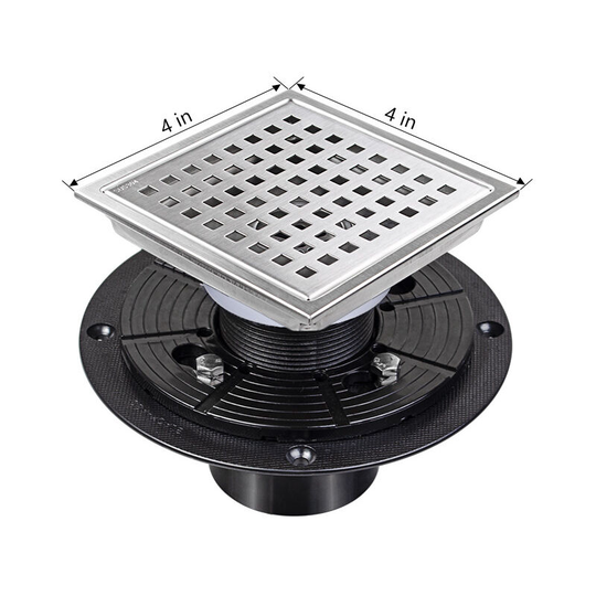 Square shower floor drain with removable cover, sus 304 stainless steel (11X11CM)