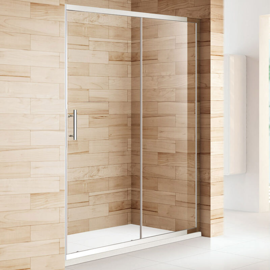 1100mm Easy Clean Sliding Shower Enclosure 6mm Safety Tempered Glass Shower Cubicle with 1100x800mm Shower Tray and 90mm Waste Trap - Elegant