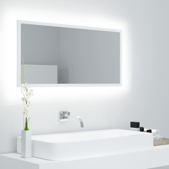 Led Bathroom Mirror White 90x8.5x37 cm Chipboard FF804932_UK - Topdeal