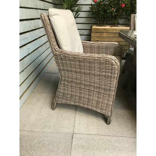Signature Weave Alexandra Wicker High Back Armchair Chair Fine Grey Cushions