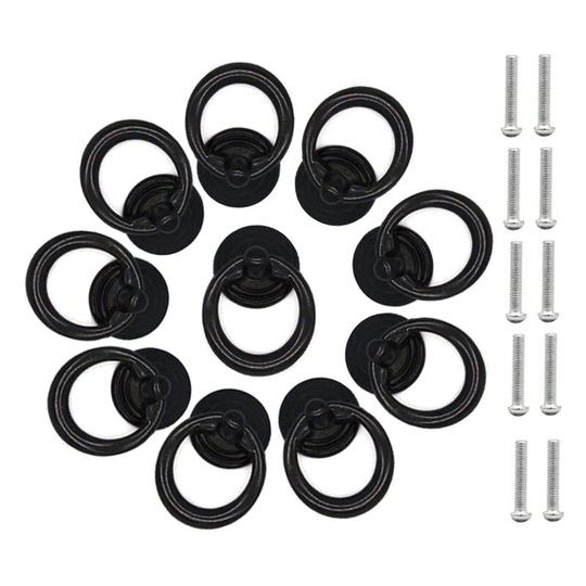 10 Pcs Black Cabinet Handle Metal Door Knob Drawer Ring Classic Pull Handle Round Furniture Handle Furniture Knob Pull Handles with Screws for