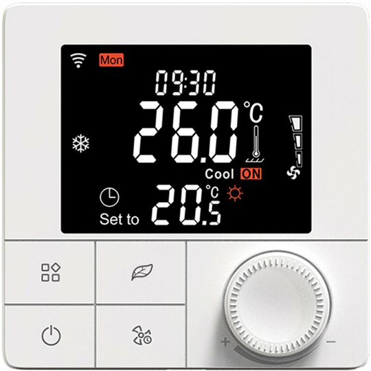 Asupermall - Smart Fan Coil for 4 Pipe System Thermostat WIFI/485 Modbus with Application & Voice Control 2.8 Inch lcd Display Intelligent