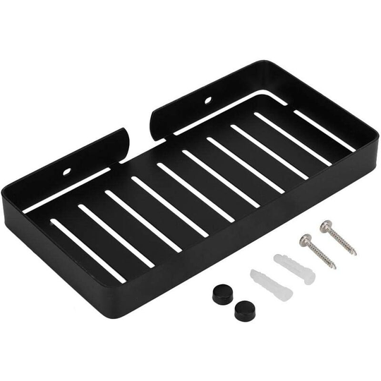 Bathroom Shelf Soap Holder Stainless Steel Wall Mount for Drain Bracket, Basket Storage Rack for Bathroom Organizer (Black) Soekavia