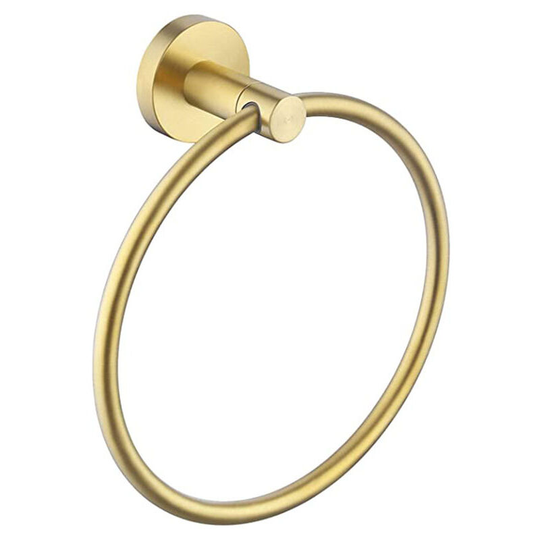 Wall Mounted Round Towel Ring Bathroom Towel Rack 304 Stainless Steel Towel Rack (Golden)