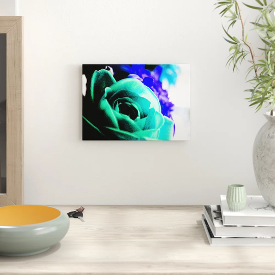 'Teal Flower Rose' Graphic Art