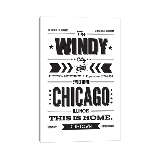 Chicago: This Is Home Black Ink - Graphic Art on Canvas