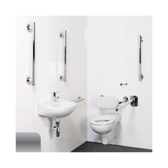 Tyle Luxury Wall Hung Doc m Pack White - 5 x Satin Grab Rails - Nymas
