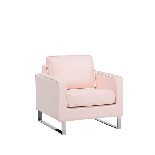 Modern Living Room Fabric Armchair track Arms Metal Legs Pink Vind - Pink
