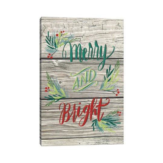 Christmas Greenery II - Wrapped Canvas Typography