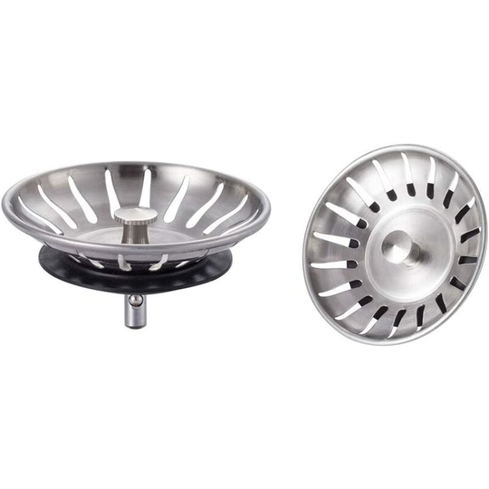 Stainless Steel Kitchen Sink Plug (Set of 2) - Universal Kitchen Sink Strainer (Dia: 80MM), Sink Plug with 18 Slots, Anti-blocking Kitchen Sink Grid,