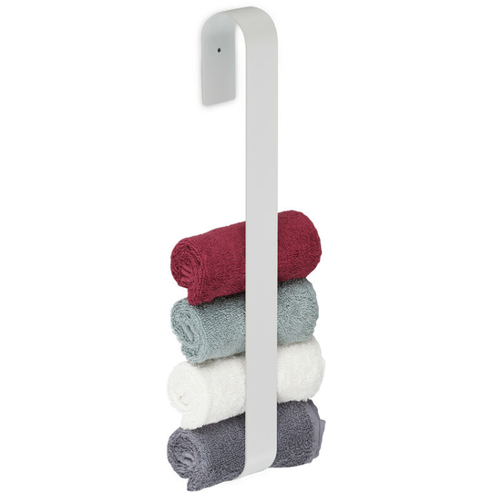 Relaxdays Towel Rail, Self-Adhesive, 430 Stainless Steel, Bathroom, Kitchen, Without Drilling, HxWxD: 45x4x6 cm, White