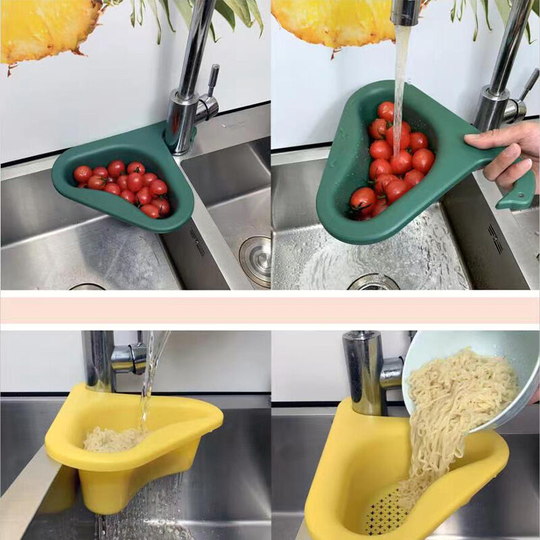 Set of 4 Sink Colander Colander Sink Drainer Triangular Sink Filter Rack Colander Hanging Storage Rack Kitchen Drain Basket Vegetable Fruit Kitchen
