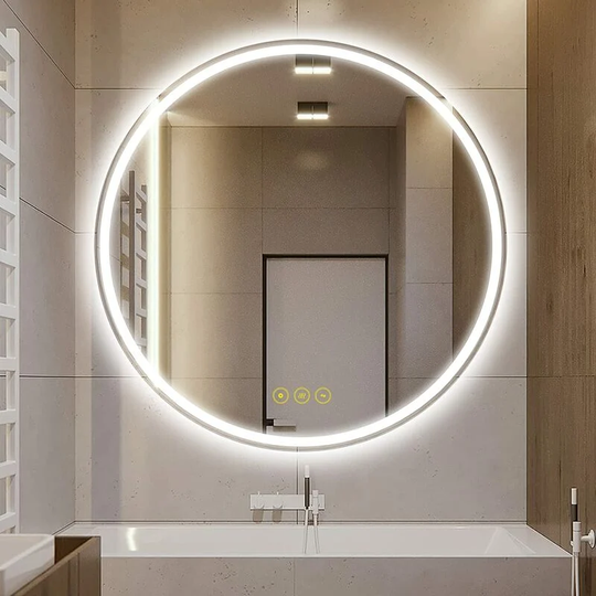 Bathroom Mirror with led Lights Illuminated Backlit Circle Mirror for Wall Demister Color Adjustable Dimmable, 60cm - Ai-lighting