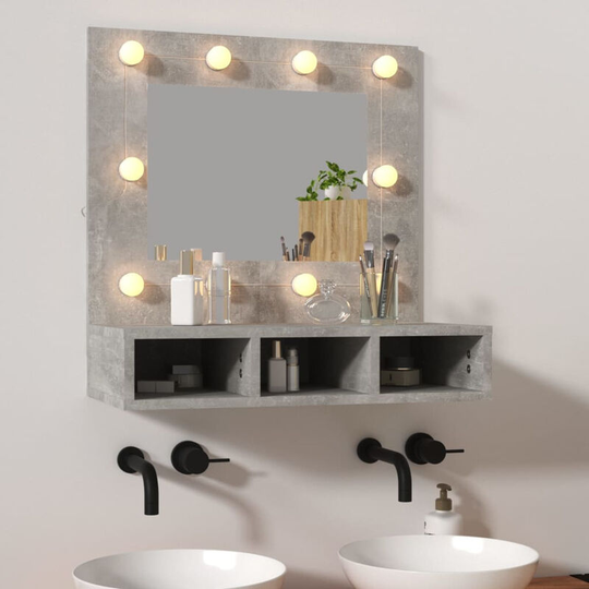Mirror Cabinet with led Concrete Grey 60x31.5x62 cm