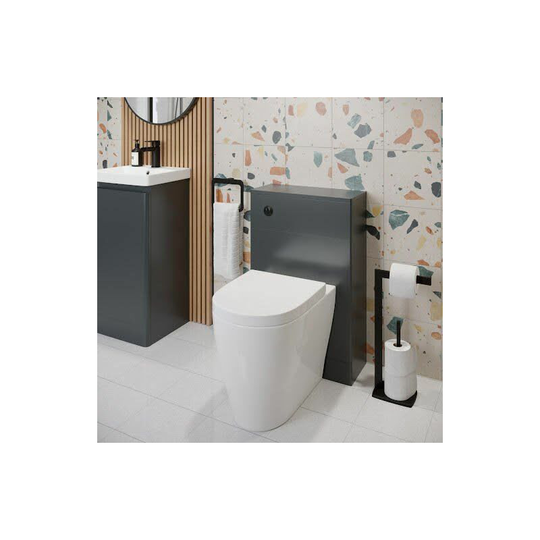 Regis - Bathroom Toilet wc Concealed Cistern Unit Pan Soft Close Seat Matt Grey 500mm - Grey