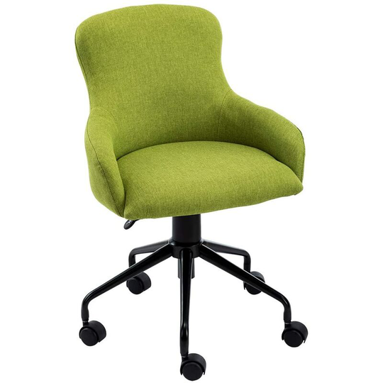 Cecil Linen Swivel Desk Study Home Office Computer Chair Livingroom Bedroom Armchair Green - Green - More4homes
