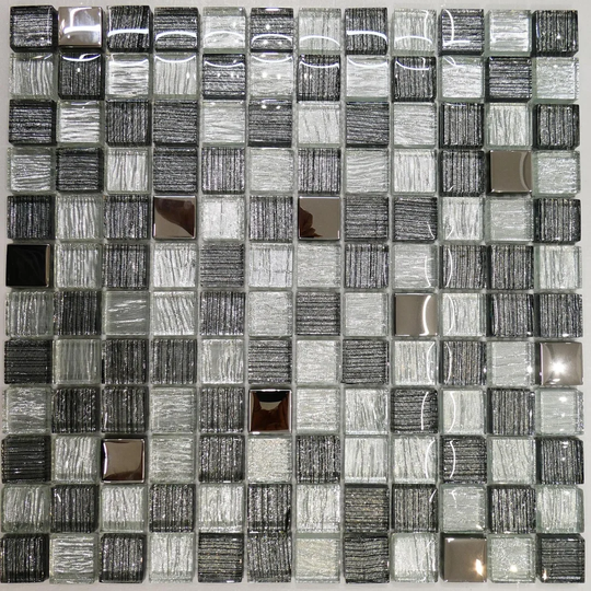 Norton 30 x 30cm Mosaic Tile in Silver/Black