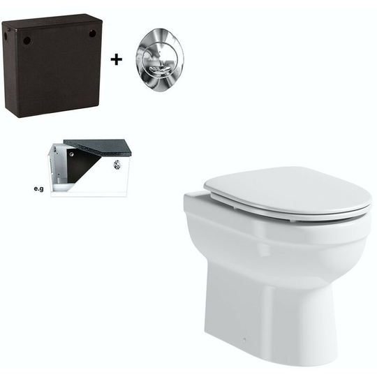 Eden back to wall toilet with luxury soft close seat and concealed cistern - White - Orchard