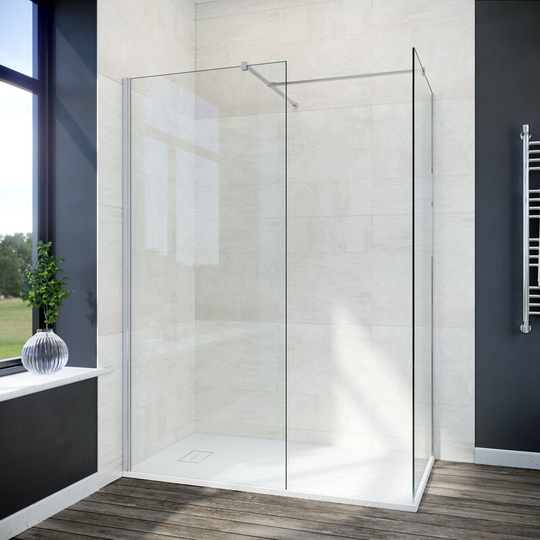 ELEGANT 900mm Walk in Shower Screen 760mm Side Panel Screen Easy Clean Glass Door Water Proof Shower Enclosure