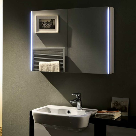 Leda Bathroom Mirror Cabinet 600mm h x 800mm w - Hudson Reed
