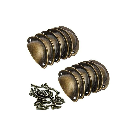 Perlerare - Retro Shell Handle Vintage Furniture Handle Drawer Knob Handle with 24 Screws for Cupboards Cabinet Dresser Drawers -12Pcs