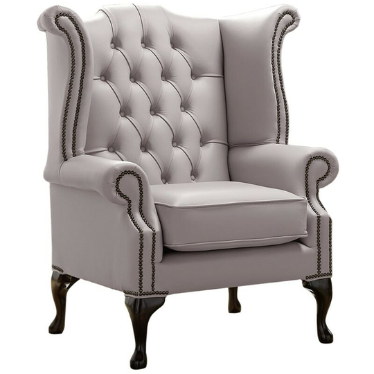 Chesterfield Queen Anne High Back Wing Chair Shelly Owl Leather