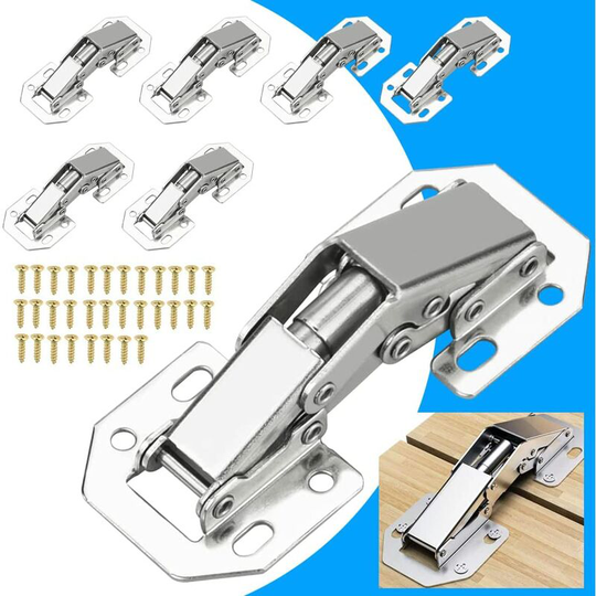 8Pcs Cold Rolled Steel Door Hinge 90 Degree Concealed Hinge 105*43mm Cupboard Door Hinge with Screws Easy Installation for Cupboard Door Cabinet