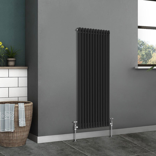 NRG - Traditional Radiator Cast Iron Style Radiator 2 Column Black 1500x560mm
