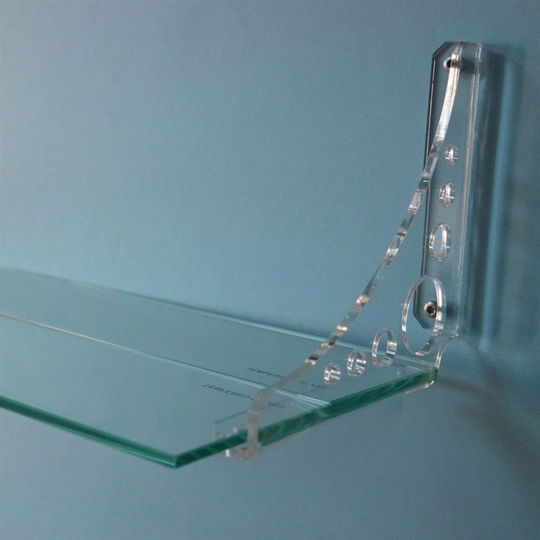 Clear Shelf Brackets, Wall Mount L Brackets, Clear, Acrylic, Perspex (v6)