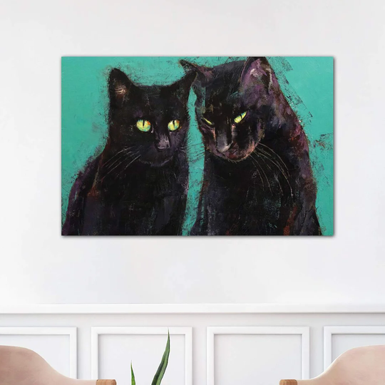 'Two Black Cats' Painting on Wrapped Canvas