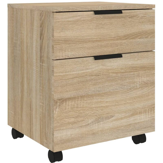 Mobile File Cabinet with Wheels Sonoma Oak 45x38x54 cm Engineered Wood vidaXL - Brown