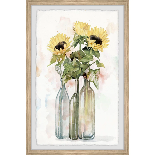 'Spring Flowers in Bottle II' Framed Painting
